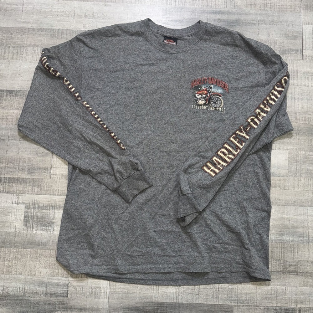 Harley Davidson Long Sleeve Shirt Mens XL Freeport Bahamas Y2K Vintage Biker